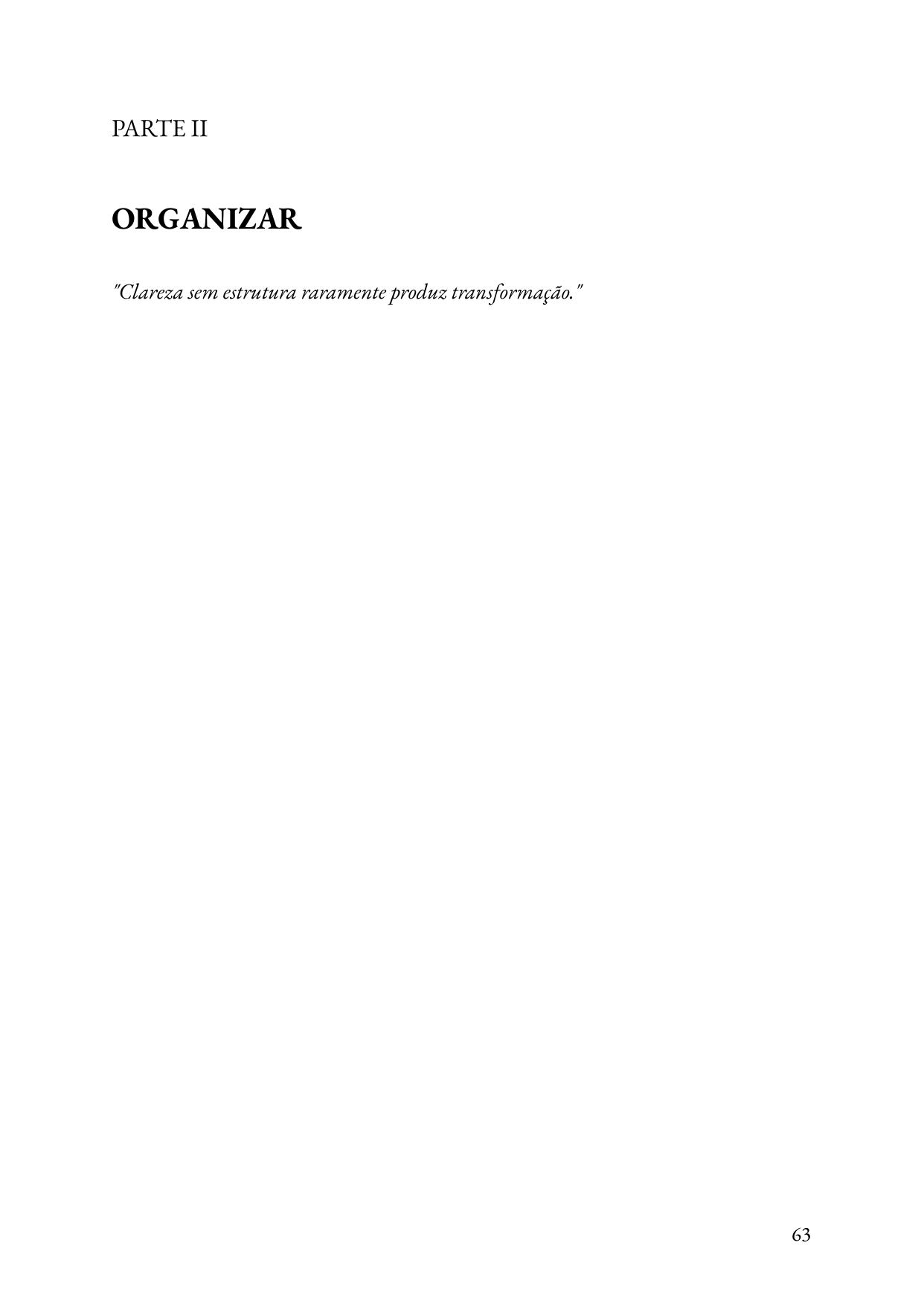 Início da Parte II - Organizar